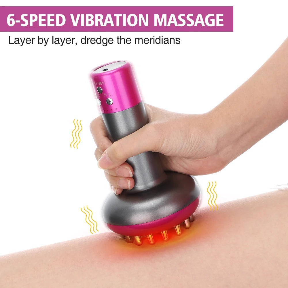 Brosse de Massage méridienne électrique, Anti-cellulite et brûle les graisses à l'infrarouge Gua Sha