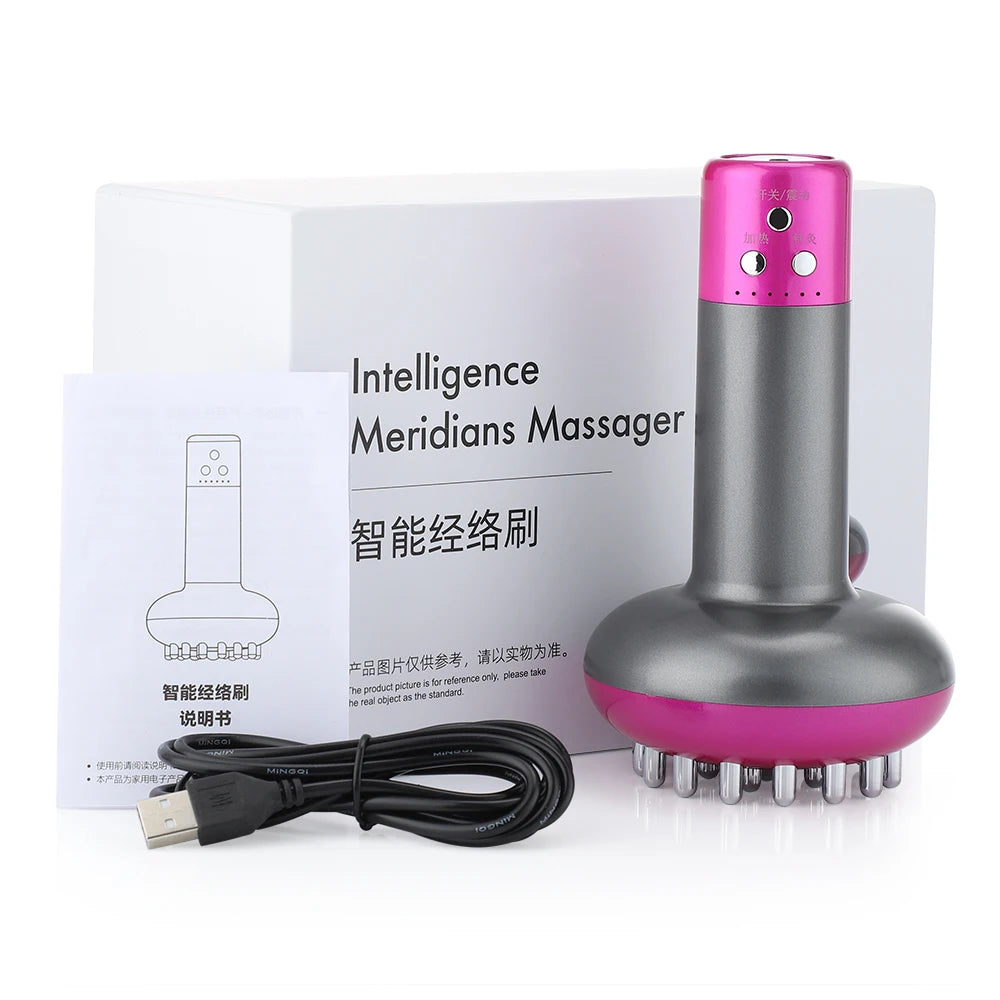 Brosse de Massage méridienne électrique, Anti-cellulite et brûle les graisses à l'infrarouge Gua Sha