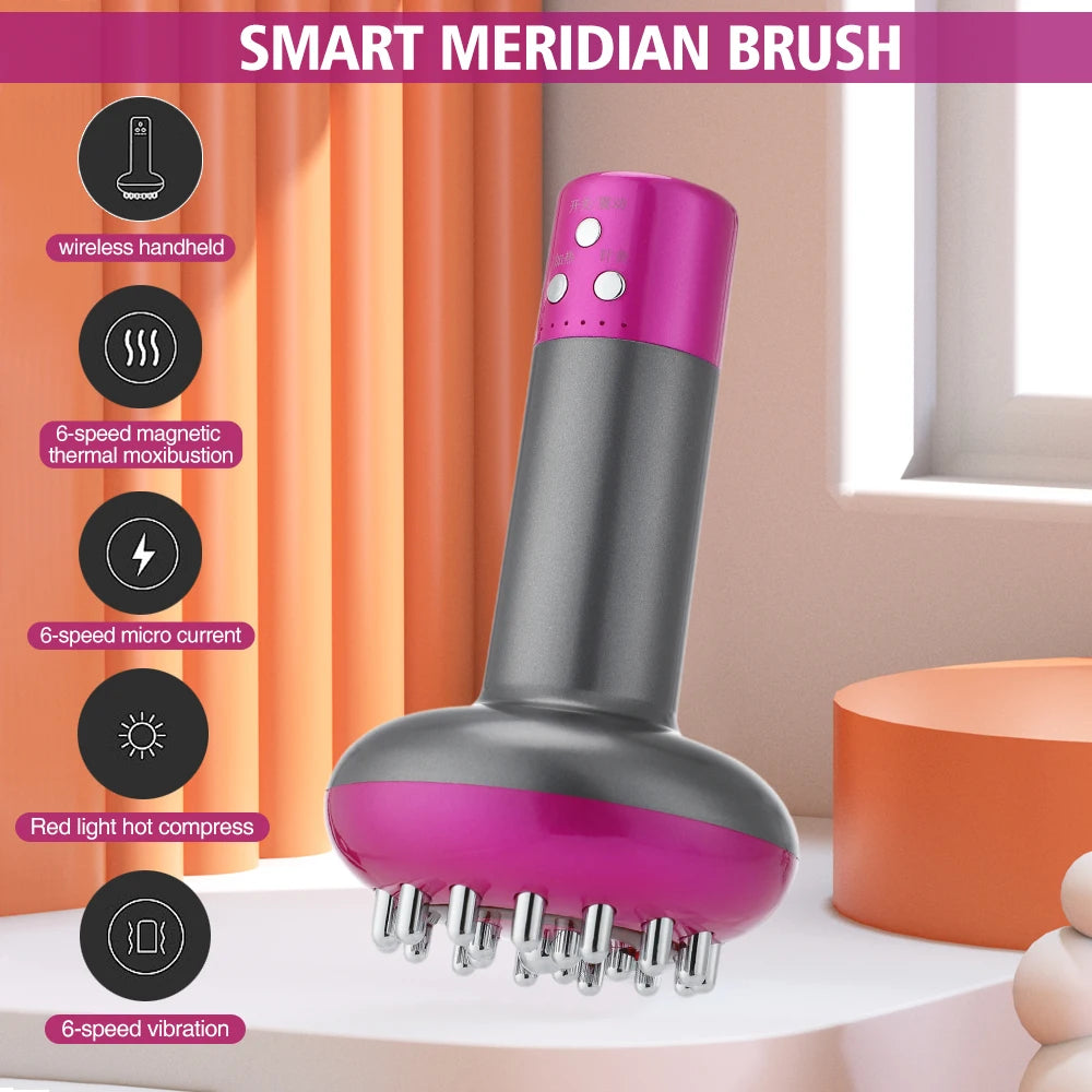 Brosse de Massage méridienne électrique, Anti-cellulite et brûle les graisses à l'infrarouge Gua Sha